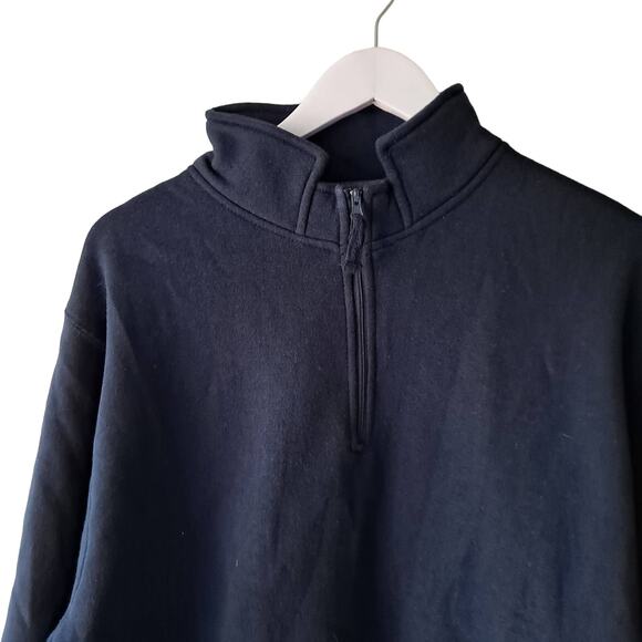 J. America Dark Navy Blue High / Mock Neck L/S Quarter Zip Fleece Jacket - M - Picture 5 of 10